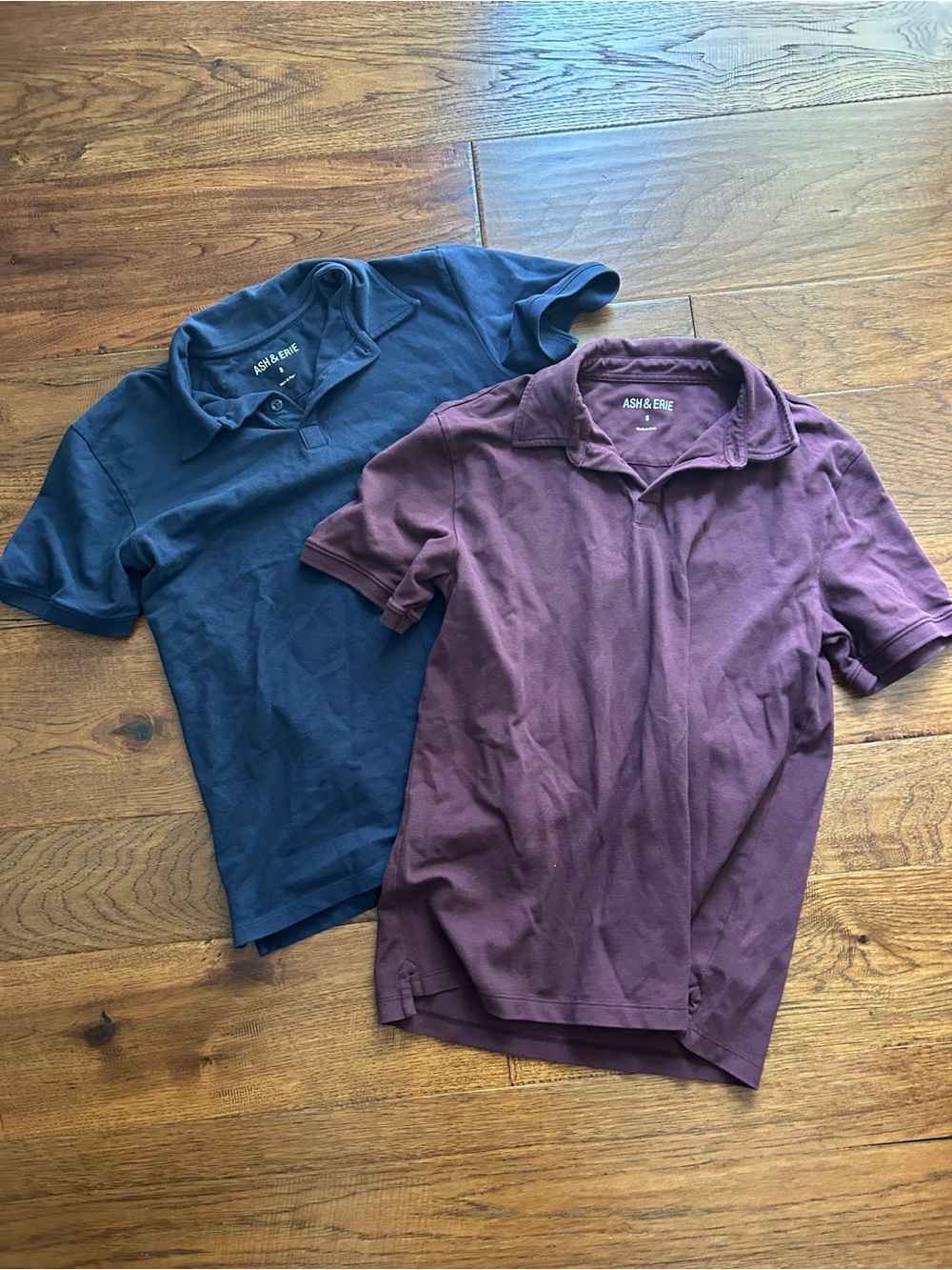 Ash & Erie Polo Shirt Men (SM) Blue Pocket Cotton Stretch Tag less Casual Preppy